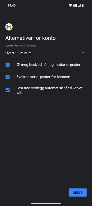 Velg NESTE