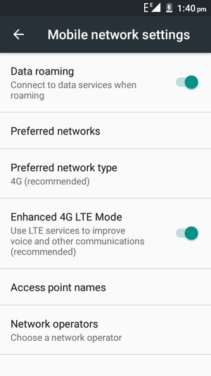 Turn Data roaming on or off