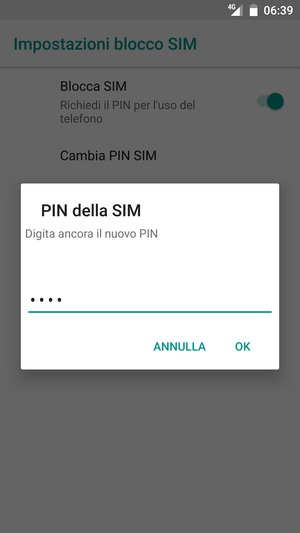 Conferma il nuovo PIN della SIM e seleziona OK