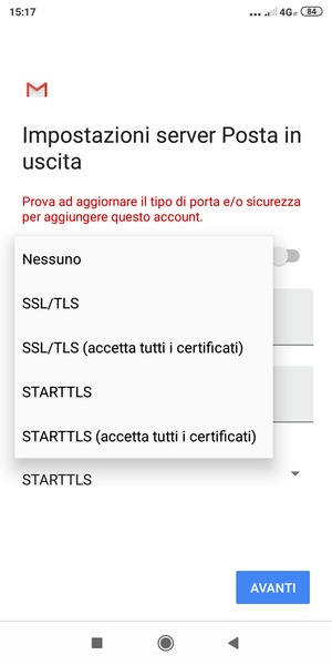 Seleziona Nessuno e AVANTI