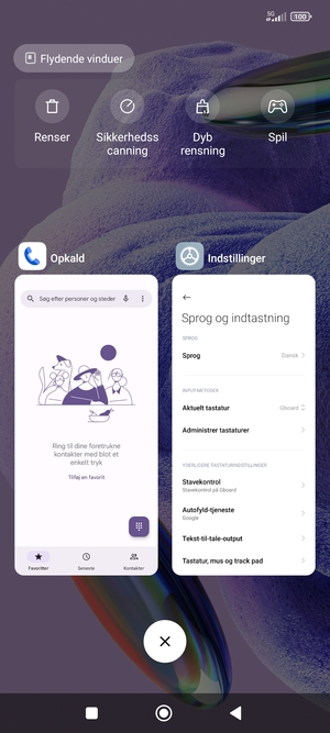 Vælg Slet-ikonet for at lukke alle åbne apps