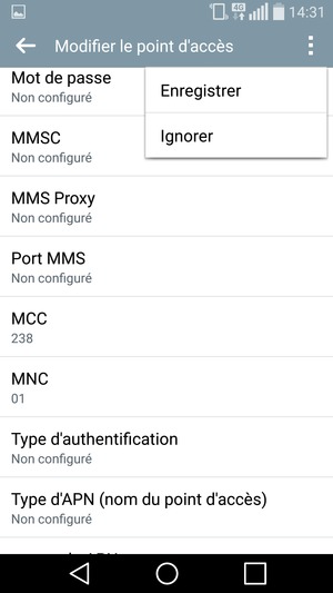 Sélectionnez le bouton du Menu puis Enregistrer