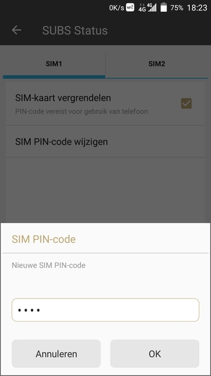 Voer uw Nieuwe SIM PIN-code in en selecteer OK