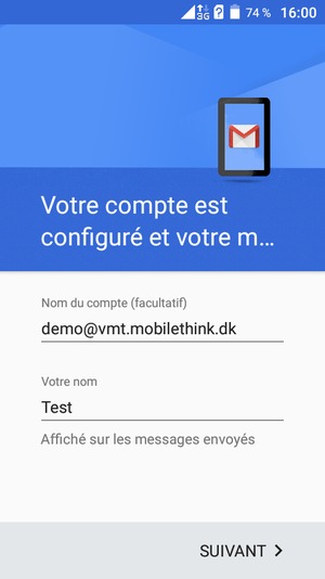 Donnez un nom à votre compte et saisissez votre nom. Sélectionnez SUIVANT