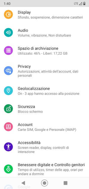 Scorri e seleziona Sicurezza