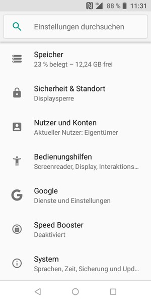 Scrollen Sie und wählen Sie System