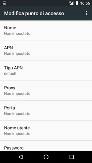 Inserisci le informazioni di Internet