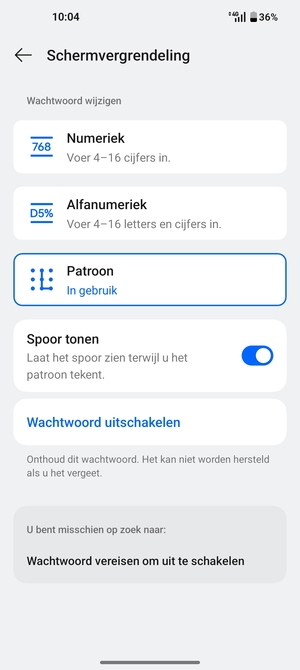 Uw telefoon is nu beveiligd met een schermvergrendeling