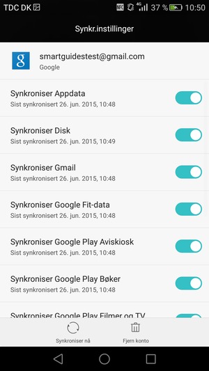 Velg Synkroniser nå