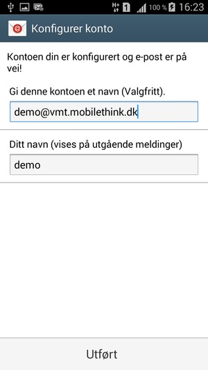 Gi kontoen din et navn, og skriv inn navnet ditt. Velg Utført