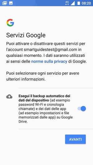 Seleziona AVANTI
