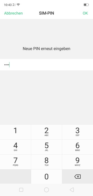 Bestätigen Sie Ihre neue PIN der SIM-Karte und wählen Sie OK
