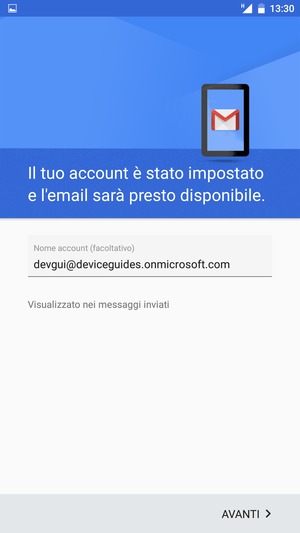 Scegli un nome per il tuo account e seleziona AVANTI