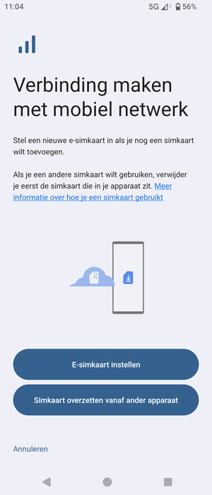Selecteer E-simkaart instellen