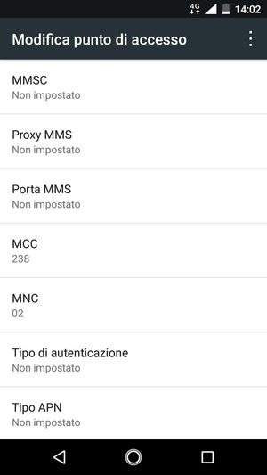 Scorri verso il basso e inserisci le informazioni di internet
