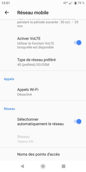 Désactiver le Sélectionner automatiquement le réseau