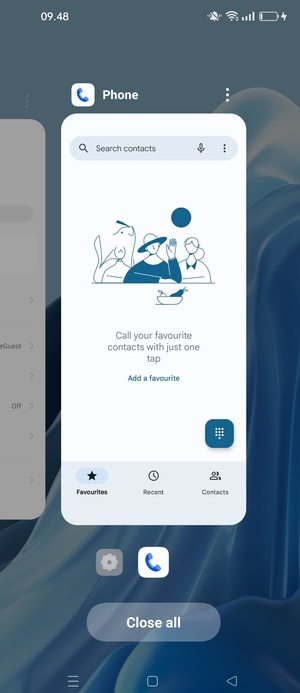 Select Close all to close all running apps