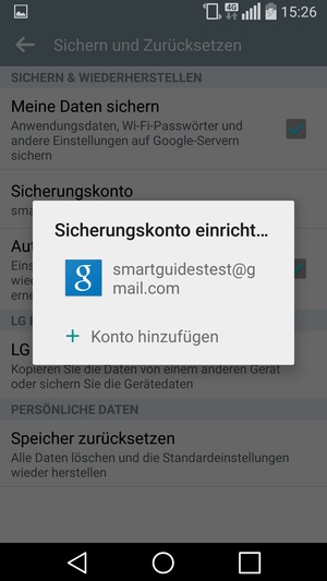 Wählen Sie Ihr Konto für Backup