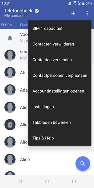 Selecteer Contactpersonen verplaatsen