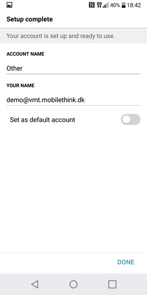 Give your account a name and enter your name. Select DONE