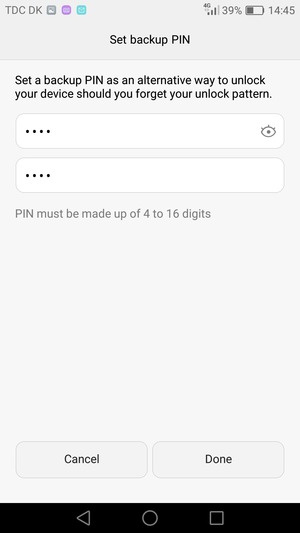 Enter your Backup PIN twice and select Done