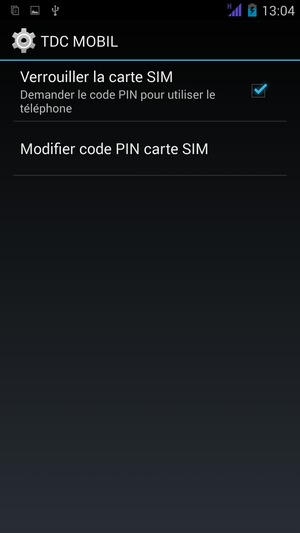 Sélectionnez Modifier code PIN carte SIM