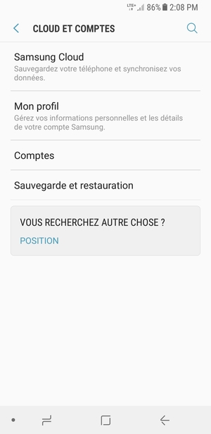 Sélectionnez Comptes