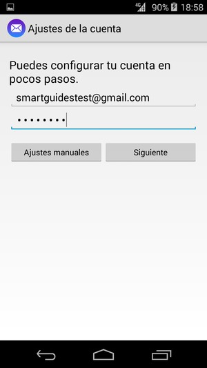 Introduzca su dirección de correo electrónico de Gmail o Hotmail y su contraseña. Seleccione Siguiente
