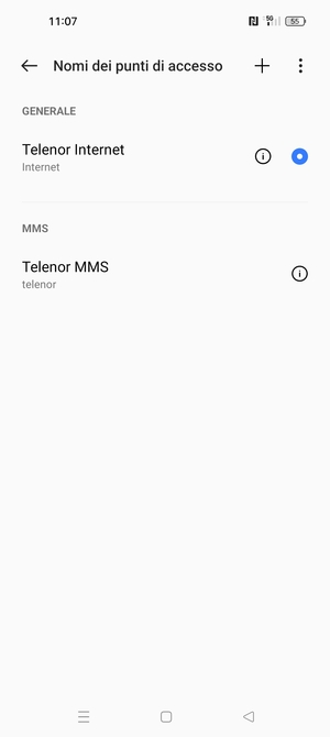 Seleziona il punto di accesso Internet
