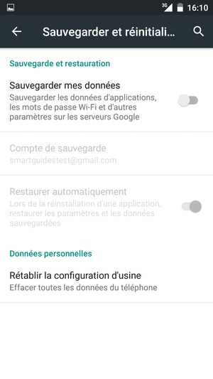 Activer le Sauvegarder mes données