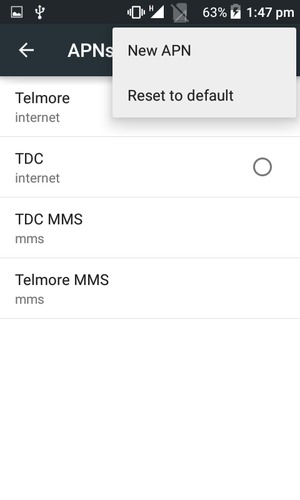 If your screen looks like this, select the Menu button  and select New APN