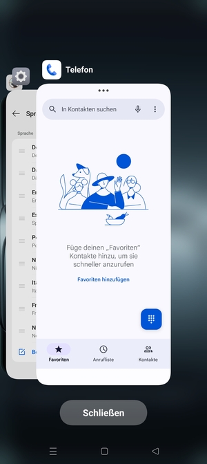 Wählen Sie Schließen, um alle laufende Apps zu schließen