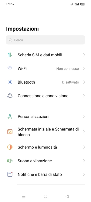 Seleziona Sheda SIM e dati mobili