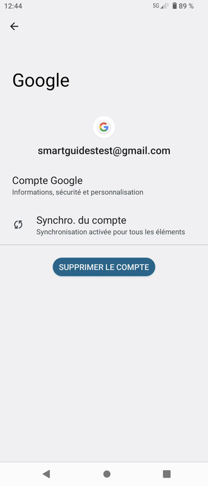 Sélectionnez Synchro. du compte