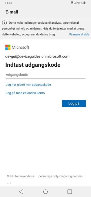 Indtast din adgangskode og vælg Log på