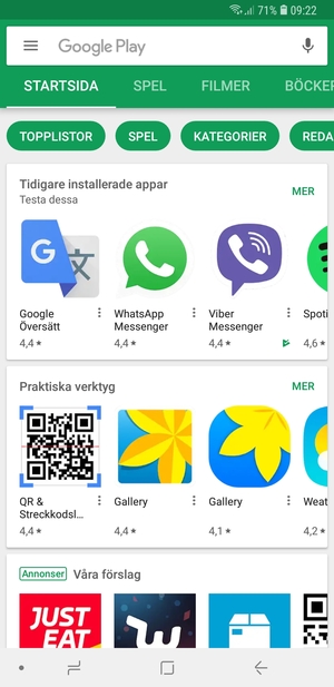 Tryck på sökfältet
