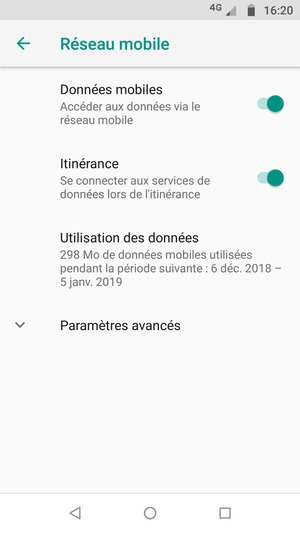 Activer ou désactiver Itinérance