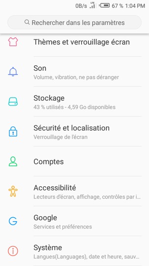 Faites défiler et sélectionnez Système