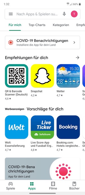 Wählen Sie die Suchleiste