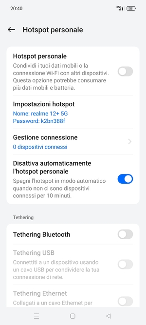 Seleziona Impostazioni hotspot