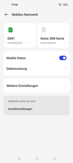 Wählen Sie SIM1 oder SIM2