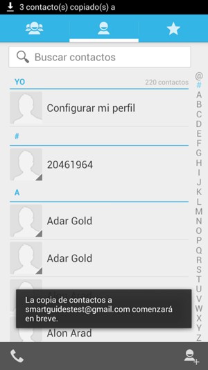 Sus contactos se guardarán en su cuenta de Google y se guardarán en su teléfono la próxima vez que Google sea sincronizado.