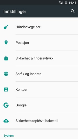 Bla til og velg Sikkerhet & fingeravtrykk