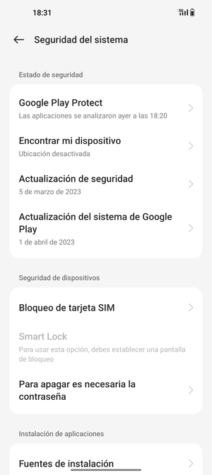 Seleccione Actualización de seguridad