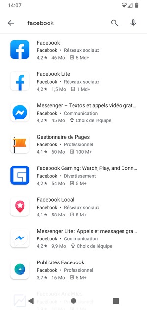 Sélectionnez l'appli