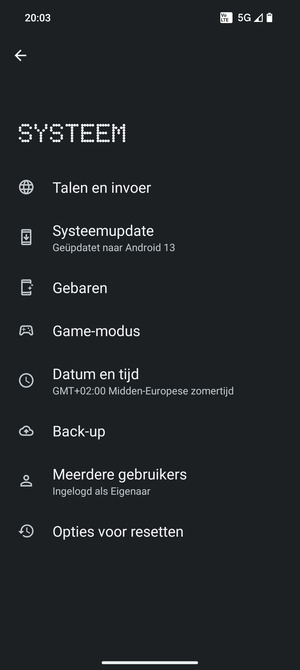 Selecteer Systeemupdate