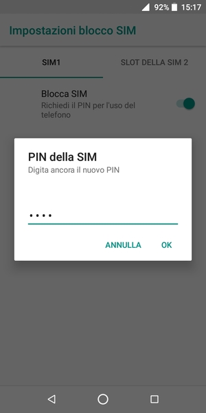 Conferma il nuovo PIN della SIM e seleziona OK