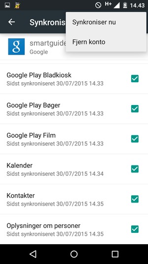 Vælg Synkroniser nu