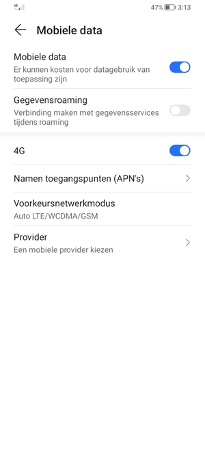 Selecteer Namen toegangspunten (APN's)