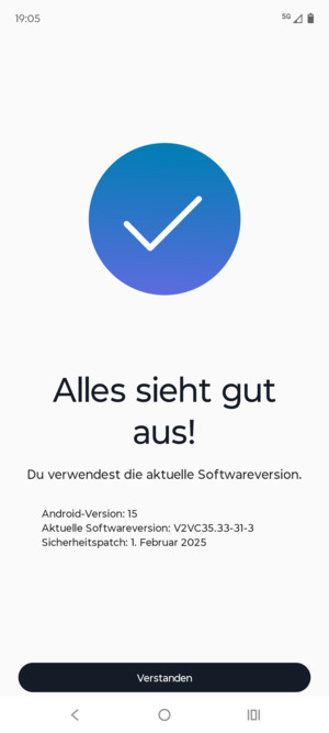 Falls Ihr Handy aktualisiert ist, wählen Sie Verstanden